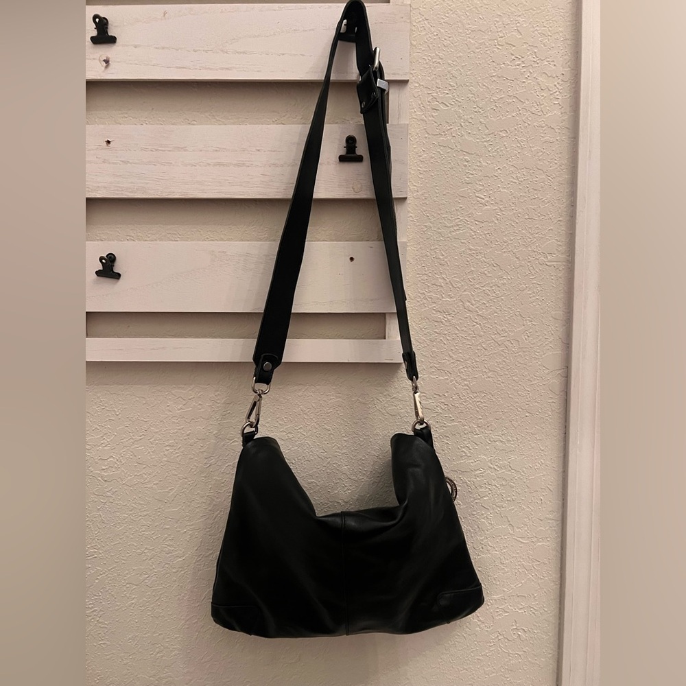 Carlo Cecchini Roma Black Italian Leather slouchy hobo bag - Picture 2 of 12